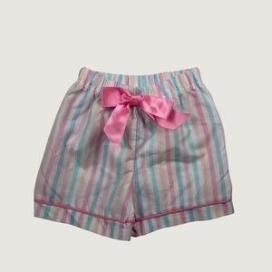 Sleep On It Pastel Pink, Blue & White Striped Girls Sleep Shorts 3T